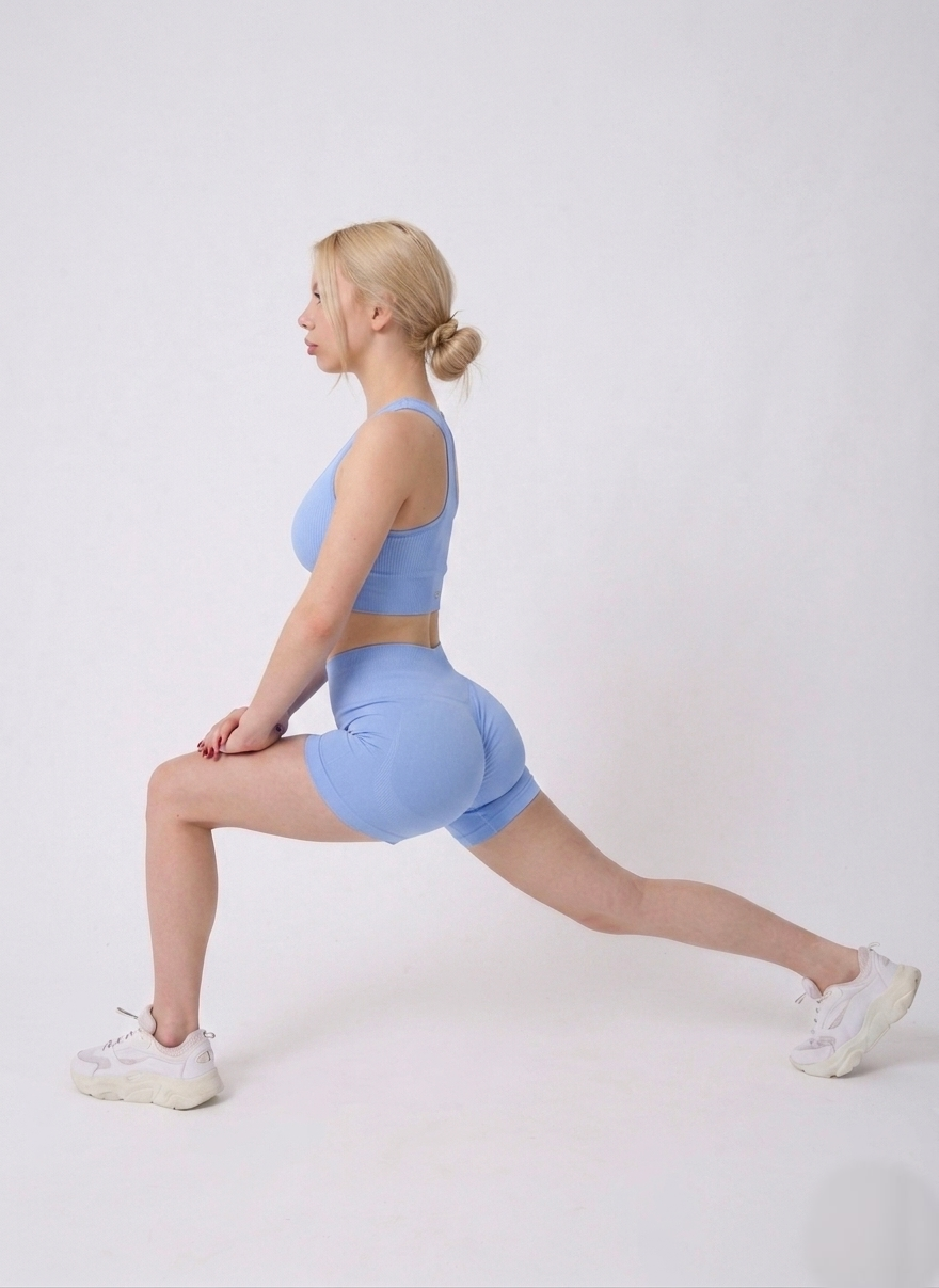 kalça Büzgülü Fitness Şortu - Mavi itsisy