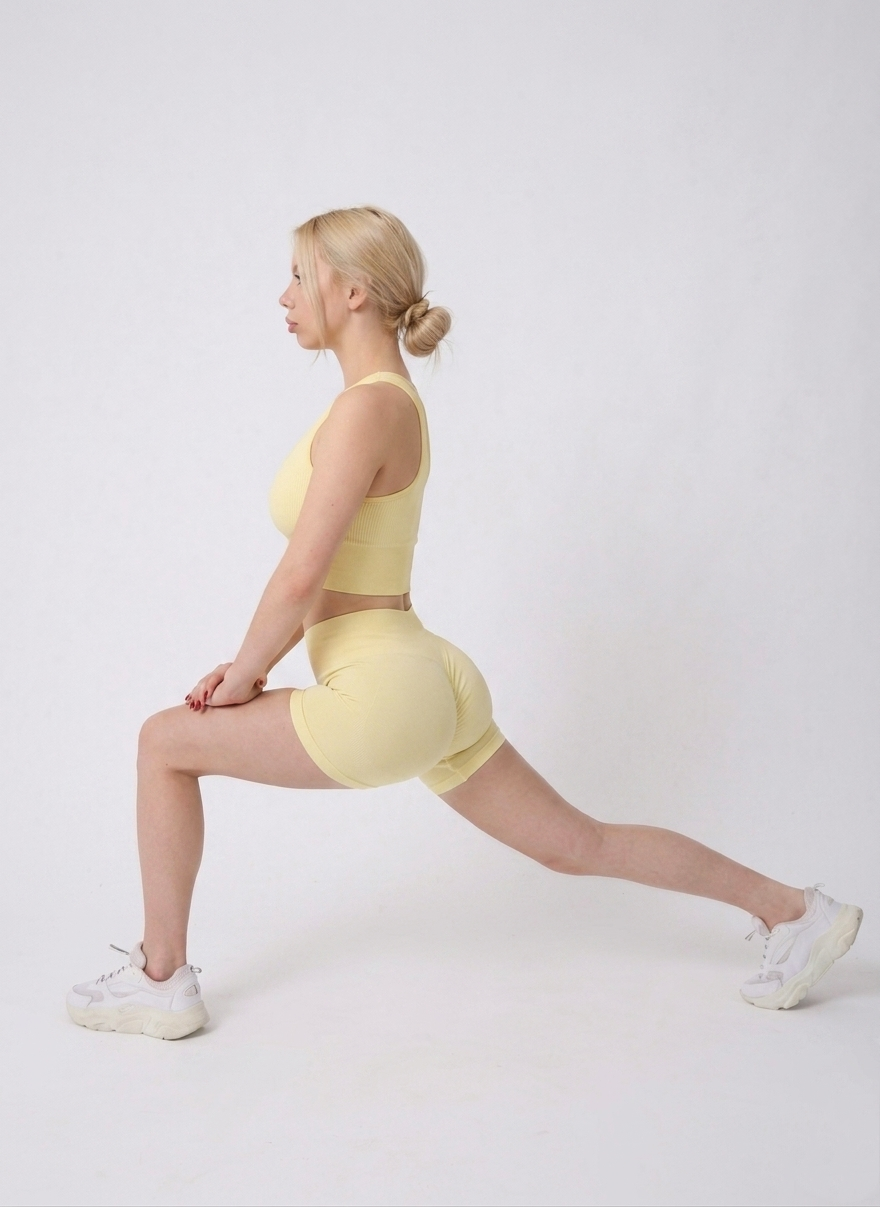 Kalça Büzgülü Fitness Şortu - Sarı itsisy