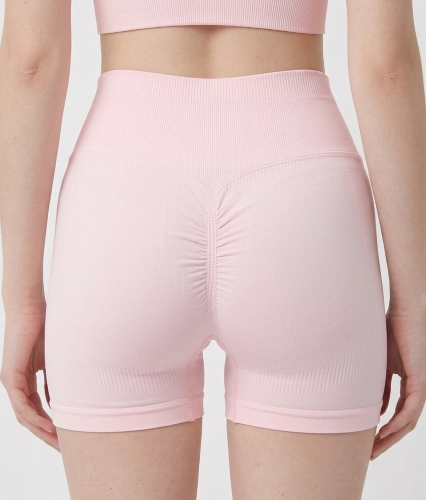 Hip Ruched Fitness Shorts - Pink itsisy